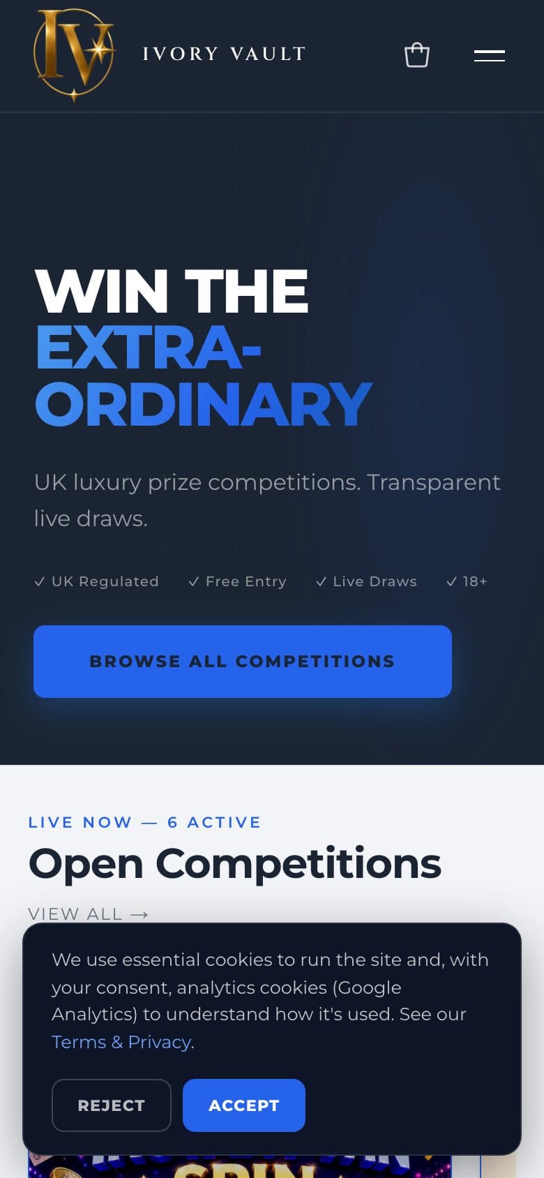 Ivory Vault Competitions — mobile